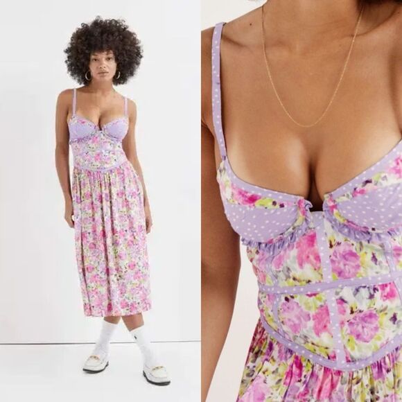 NEW For Love and Lemons MARTINA Floral MIDI DRESS FLORAL - Picture 1 of 13